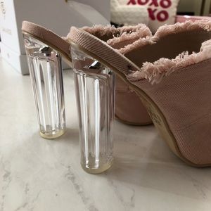 M&L Shoes - Distressed Denim Slip on Heels M&L Shoes - Distressed Denim Slip on Heels